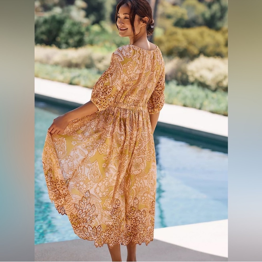 NWOT By Anthropologie Ember Kaftan Floral Embroidered Beach Cover Up - Picture 3 of 9
